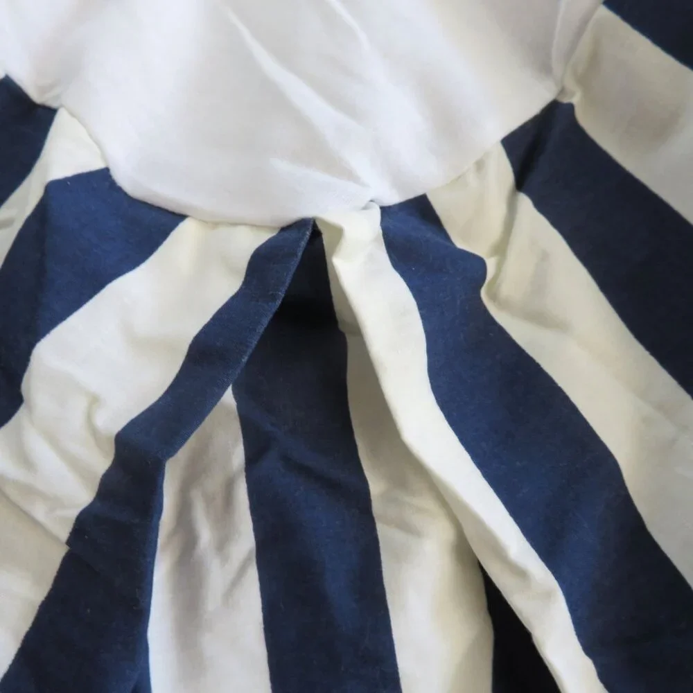 Vintage 1993 Wamsutta Cal King Bed Skirt Blue Beige Striped Pleaded Corners NEW